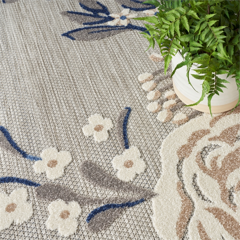 Nourison Aloha 4' x 6' Blue Gray Fabric Contemporary Area Rug (4' x 6')