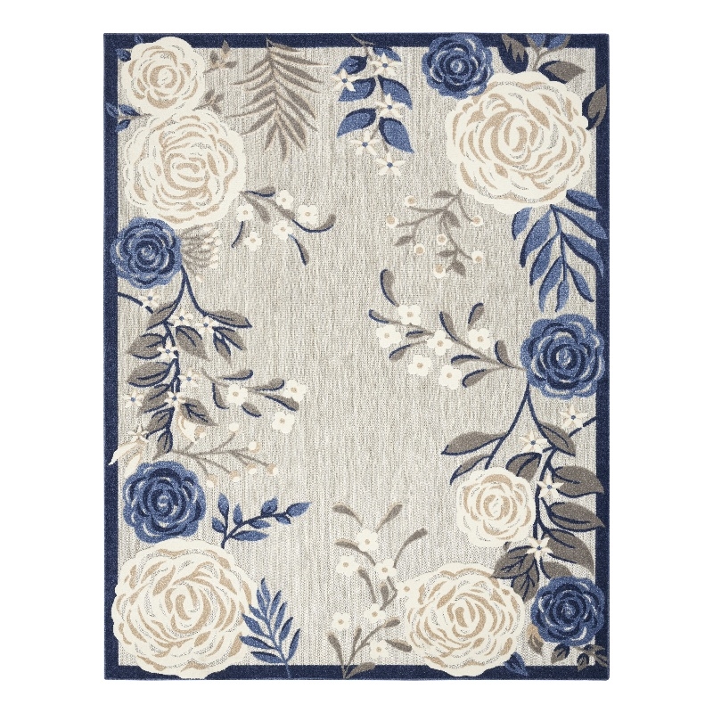 Nourison Aloha 4' x 6' Blue Gray Fabric Contemporary Area Rug (4' x 6')