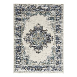 Nourison Passion 5' x 7' Ivory Gray Blue Fabric Vintage Area Rug (5' x 7')