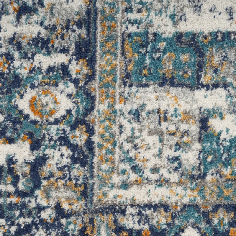 Nourison Passion 5' x 7' Ivory Gray Blue Fabric Vintage Area Rug (5' x 7')