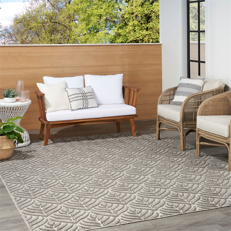 nourison aloha 9' x 12' charcoal fabric tropical area rug (9' x 12')