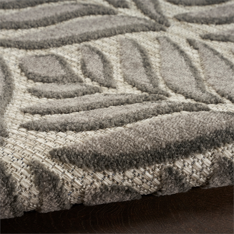 nourison aloha 9' x 12' charcoal fabric tropical area rug (9' x 12')