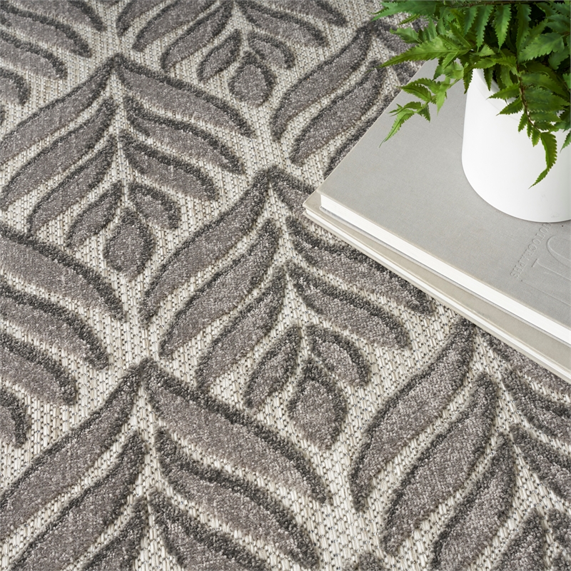 nourison aloha 9' x 12' charcoal fabric tropical area rug (9' x 12')