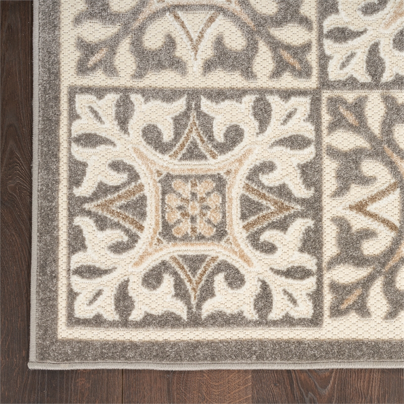 nourison aloha 108x144&quot modern fabric rug in ivory/gray finish
