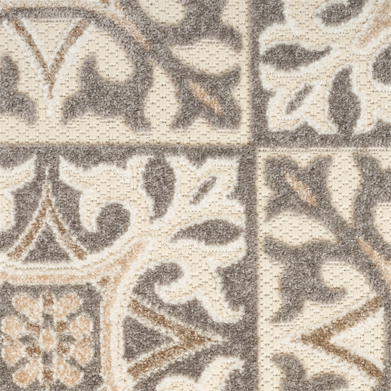 nourison aloha 108x144&quot modern fabric rug in ivory/gray finish