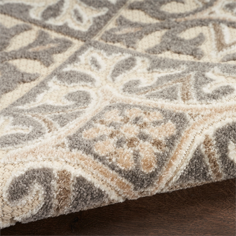 nourison aloha 108x144&quot modern fabric rug in ivory/gray finish