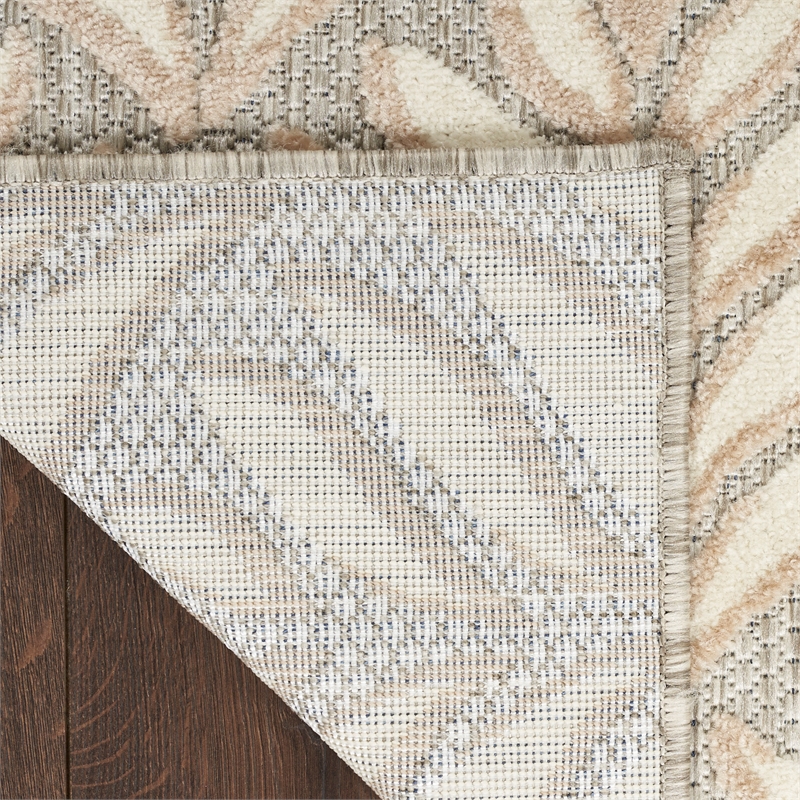 Nourison Aloha 9' x 12' Ivory Gray Fabric Tropical Area Rug (9' x 12')