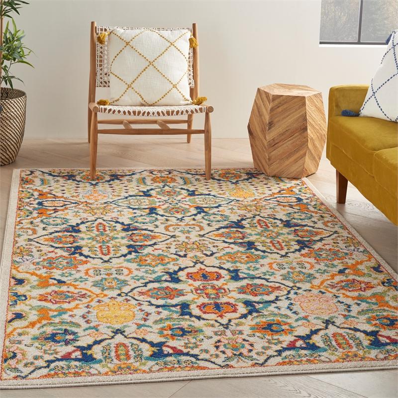 Nourison Allur 3' x 5' Ivory Multicolor Fabric Bohemian Area Rug (3' x 5')
