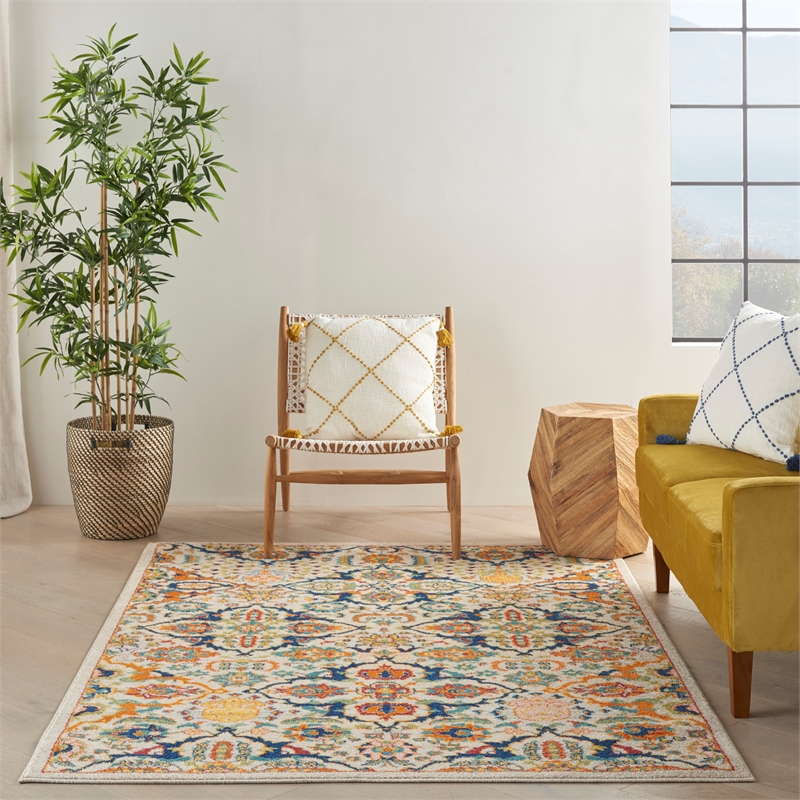 Nourison Allur 3' x 5' Ivory Multicolor Fabric Bohemian Area Rug (3' x 5')