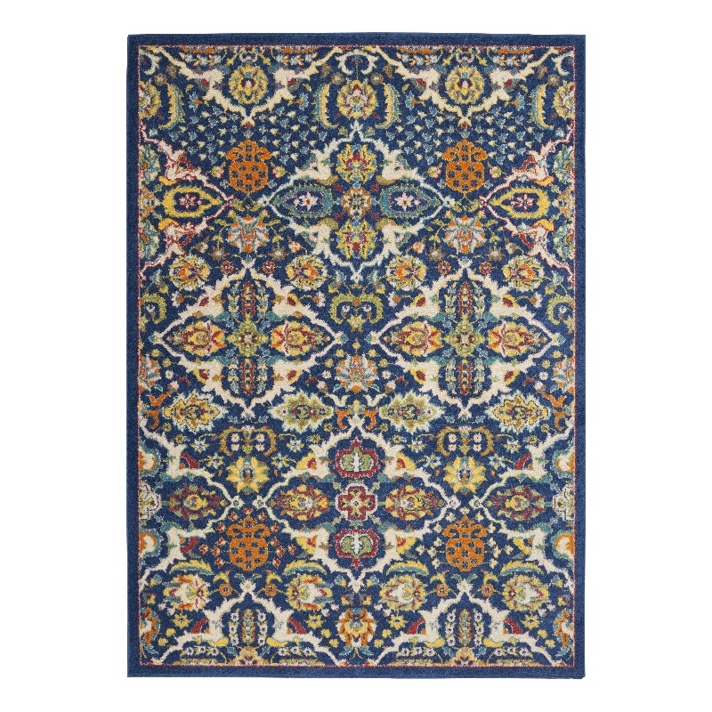 Nourison Allur 3' x 5' Navy Multicolor Fabric Bohemian Area Rug (3' x 5')