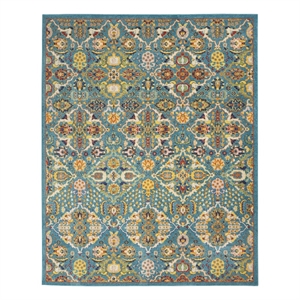 Nourison Allur 7' x 10' Turquoise Ivory Fabric Bohemian Area Rug (7' x 10')
