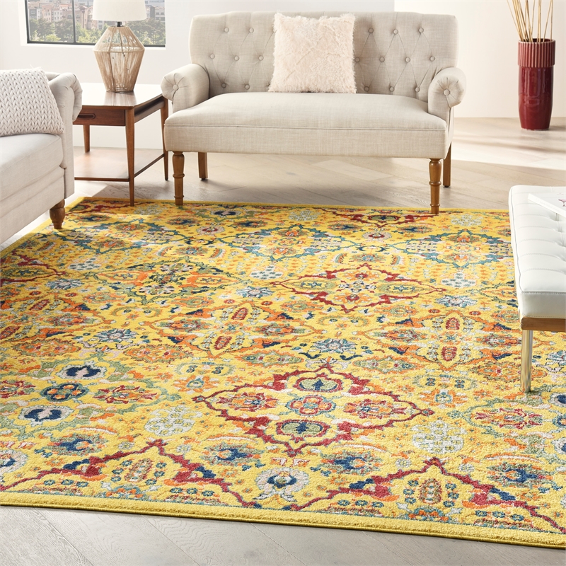 Nourison Allur 7' x 10' Yellow Multicolor Fabric Bohemian Area Rug (7' x 10')