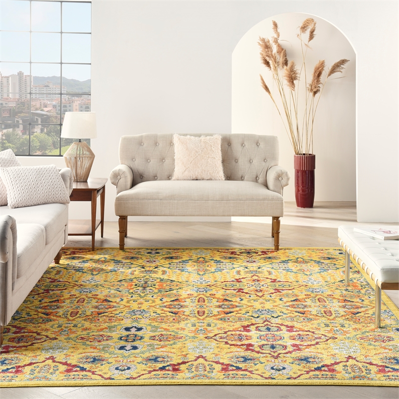Nourison Allur 7' x 10' Yellow Multicolor Fabric Bohemian Area Rug (7' x 10')