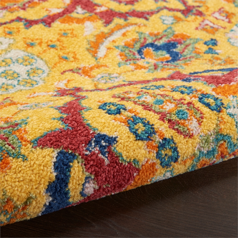Nourison Allur 6' x 9' Yellow Multicolor Fabric Bohemian Area Rug (6' x 9')
