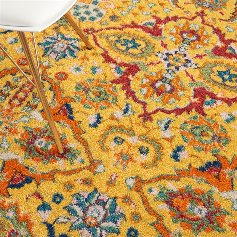 Nourison Allur 3' x 5' Yellow Multicolor Fabric Bohemian Area Rug (3' x 5')