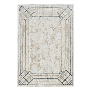 Nourison Glam 3'11&quot x 5'11&quot Fabric Ivory/Taupe Mid-Century Modern Indoor Rug