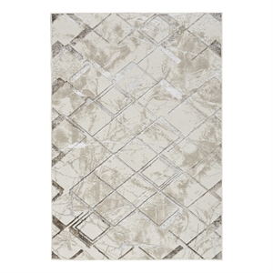 Nourison Glam 5'3&quot x 7'3&quot Fabric Ivory/Grey Modern Indoor Area Rug