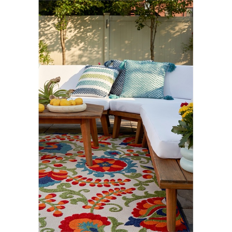 Nourison Aloha 12' x 15' Multicolor Fabric Farmhouse Area Rug (12' x 15')