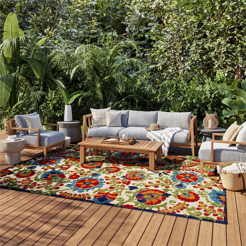 Nourison Aloha 12' x 15' Multicolor Fabric Farmhouse Area Rug (12' x 15')