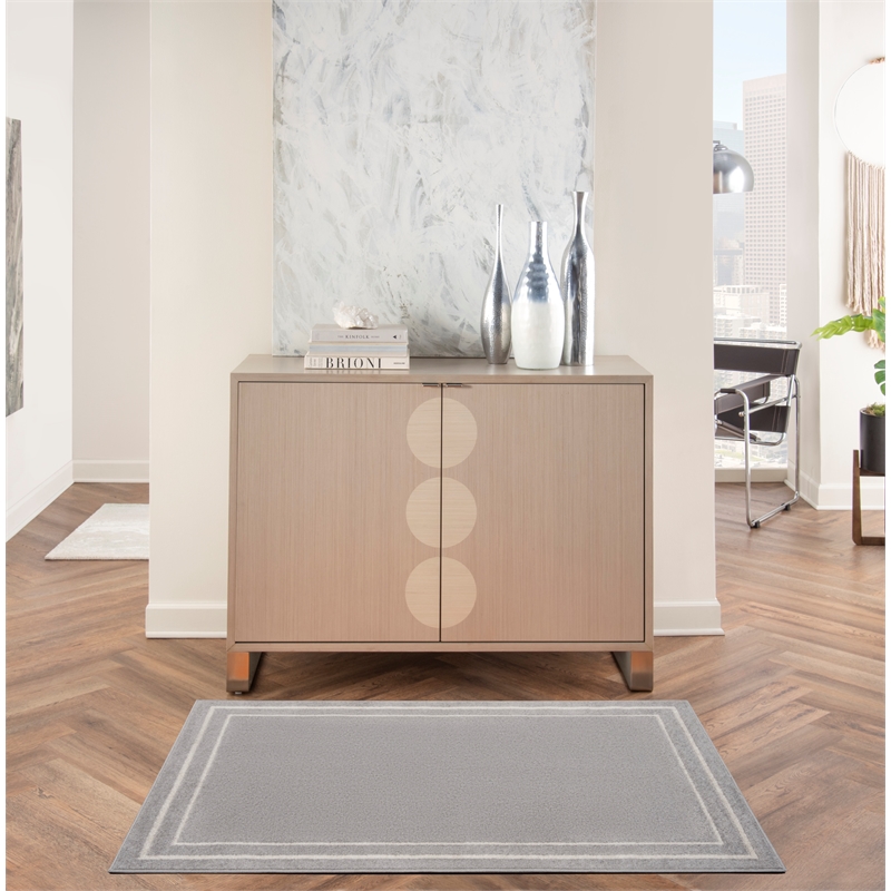 Nourison Essentials 2' x 4' Grey/Ivory Contemporary Indoor/Outdoor Rug