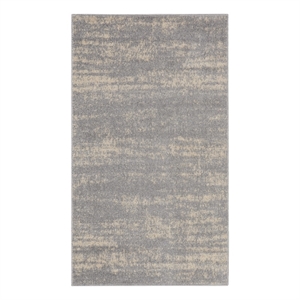 Nourison Essentials 24x48&quot Contemporary Indoor/Outdoor Rug in Gray/Ivory