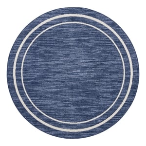 Nourison Essentials 48&quot Round Contemporary Indoor/Outdoor Rug in Navy Blue/Ivory