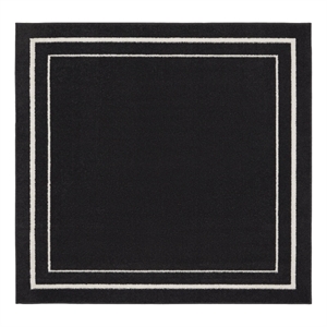 Nourison Essentials 60&quot square Fabric Indoor/Outdoor Rug in Black Ivory