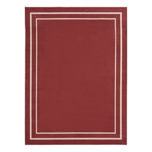 Nourison Essentials 108x144&quot Indoor/Outdoor Rug in Brick Red/Ivory
