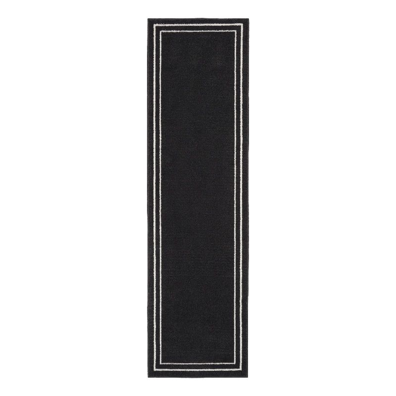 Nourison Essentials 2' x 6' Black Ivory Contemporary Indoor/Outdoor Rug
