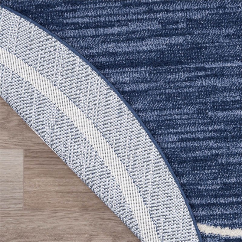 Nourison Essentials 6' x round Navy/Ivory Contemporary Indoor/Outdoor Rug