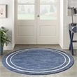 Nourison Essentials 6' x round Navy/Ivory Contemporary Indoor/Outdoor Rug