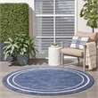 Nourison Essentials 6' x round Navy/Ivory Contemporary Indoor/Outdoor Rug