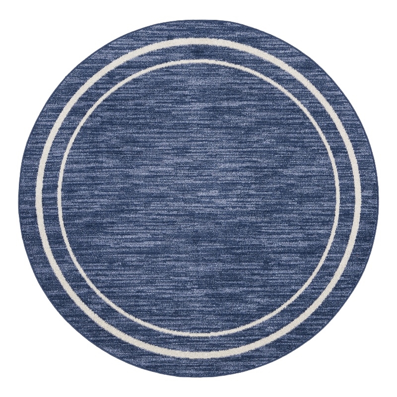 Nourison Essentials 6' x round Navy/Ivory Contemporary Indoor/Outdoor Rug