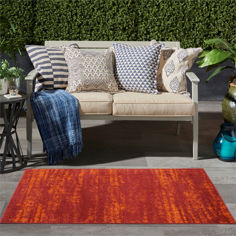 Nourison Essentials 2' x 4' Red Modern Indoor/Outdoor Rug