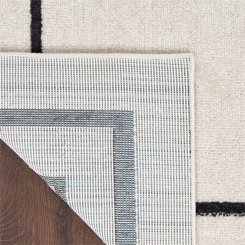 Nourison Essentials 2' x 6' Ivory/Black Contemporary Indoor/Outdoor Rug