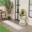 Nourison Essentials 2' x 6' Ivory/Black Contemporary Indoor/Outdoor Rug
