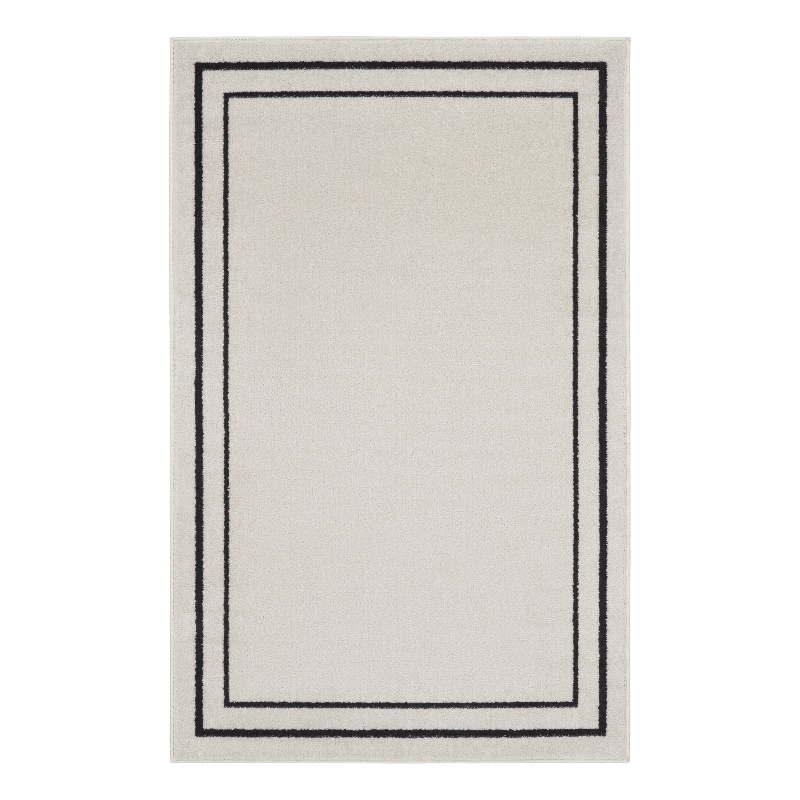 Nourison Essentials 2' x 4' Ivory/Black Contemporary Indoor/Outdoor Rug