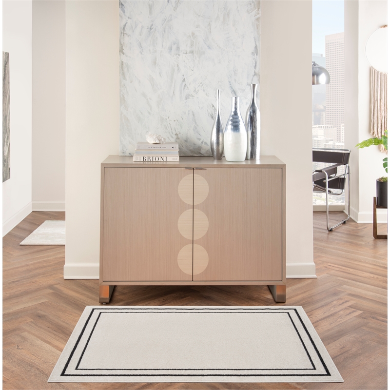 Nourison Essentials 2' x 4' Ivory/Black Contemporary Indoor/Outdoor Rug