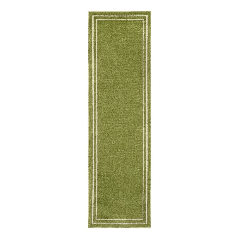 Nourison Essentials 2' x 6' Green Ivory Contemporary Indoor/Outdoor Rug