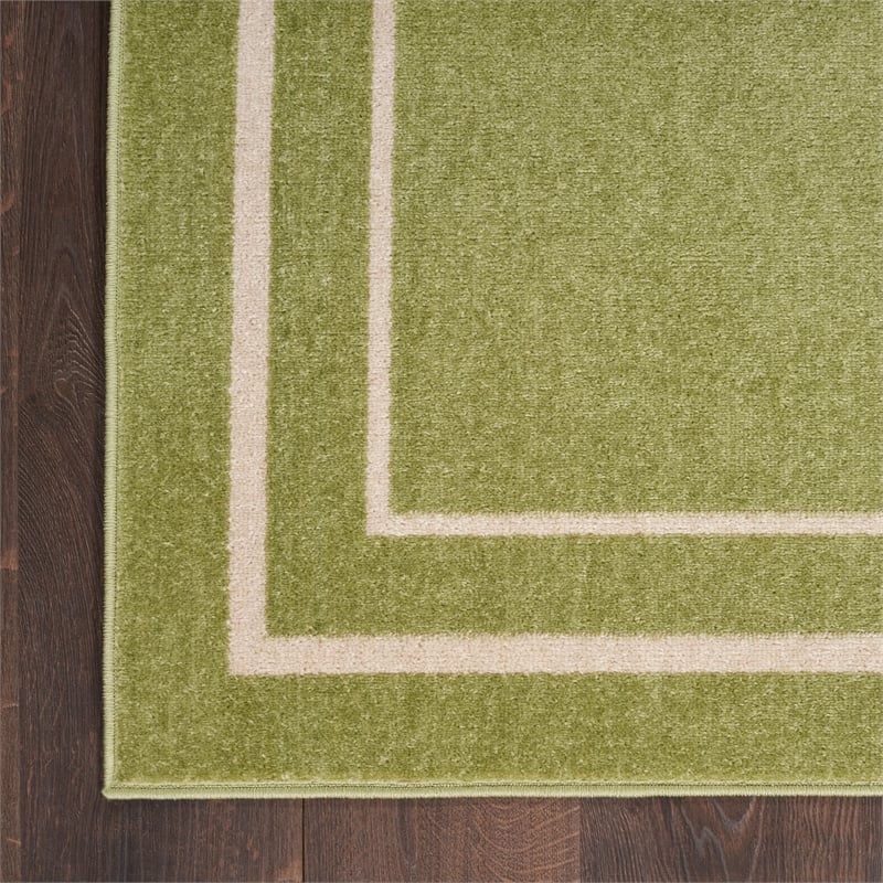 Nourison Essentials 2' x 6' Green Ivory Contemporary Indoor/Outdoor Rug