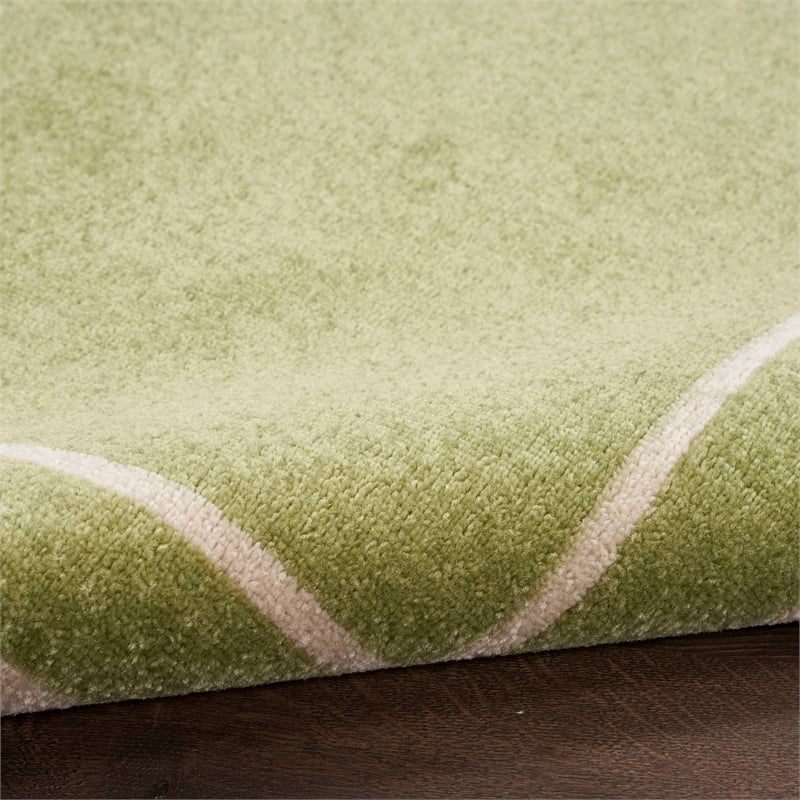 Nourison Essentials 2' x 6' Green Ivory Contemporary Indoor/Outdoor Rug