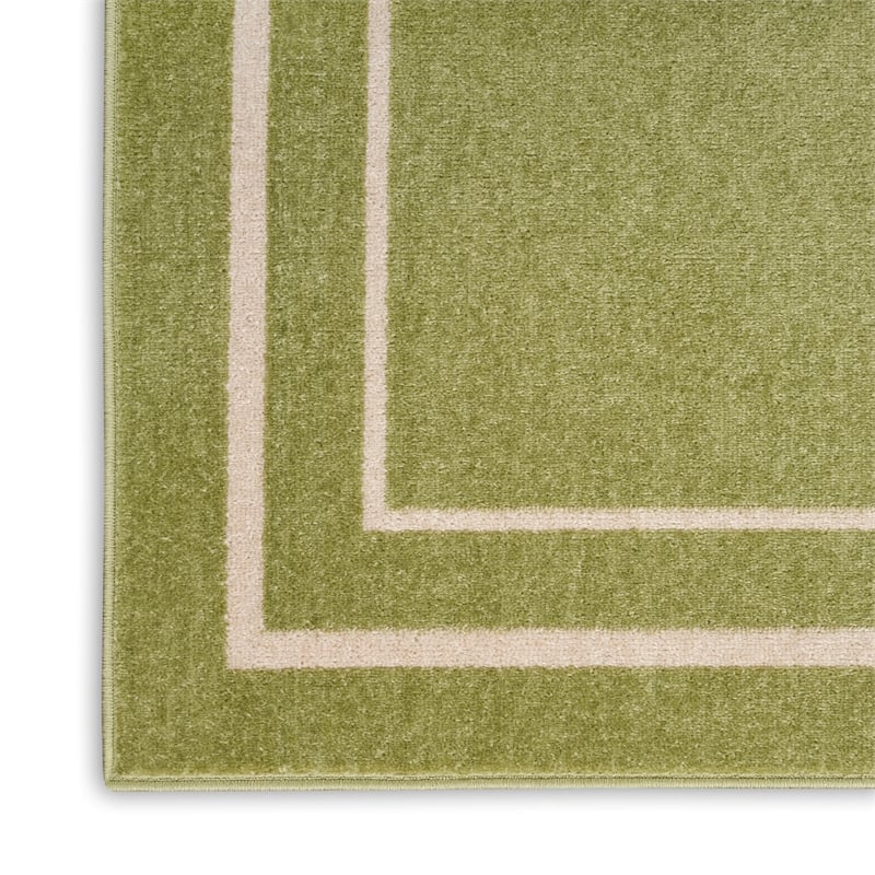 Nourison Essentials 2' x 6' Green Ivory Contemporary Indoor/Outdoor Rug