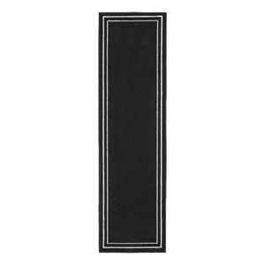 Nourison Essentials 2'2&quot x 7'6 Black Ivory Contemporary Indoor/Outdoor Rug
