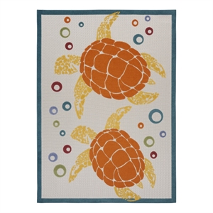 Nourison Aloha 7'10&quot x 10'6&quot Teal Coastal Nautical & Beach Indoor/Outdoor Rug