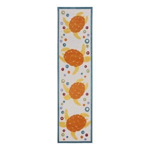 Nourison Aloha 2'3&quot x 8' Teal Multi Coastal Nautical & Beach Indoor/Outdoor Rug