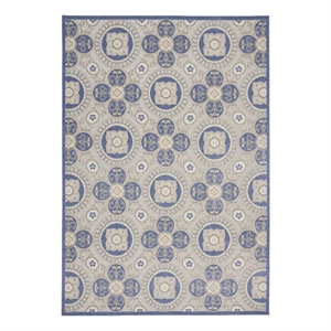 Nourison Aloha 7'10&quot x 10'6&quot Blue/Grey Tropical Indoor/Outdoor Rug