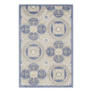Nourison Aloha 2'8&quot x 4' Blue/Grey Tropical Indoor/Outdoor Rug
