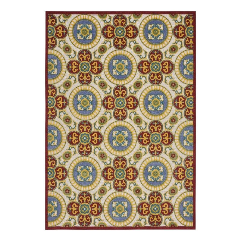 Nourison Aloha 9' x 12' Red/Multi Tropical Indoor/Outdoor Rug