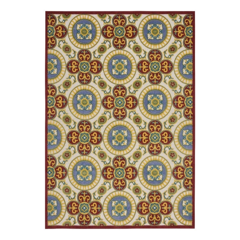 Nourison Aloha 7' x 10' Red/Multi Tropical Indoor/Outdoor Rug