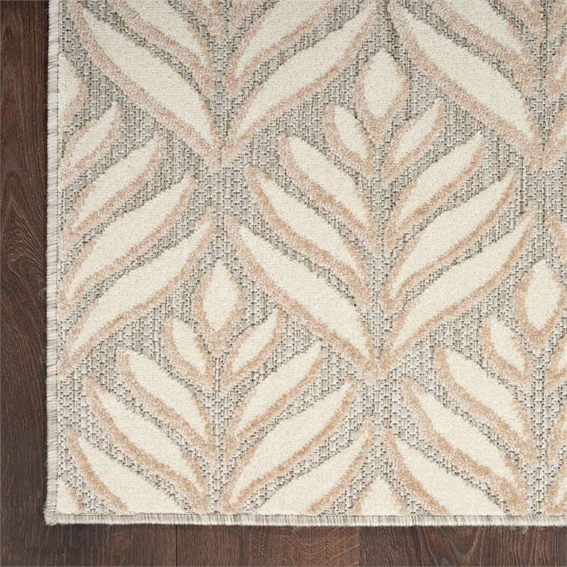 Nourison Aloha 3' x 4' Ivory Gray Fabric Tropical Area Rug (3' x 4')